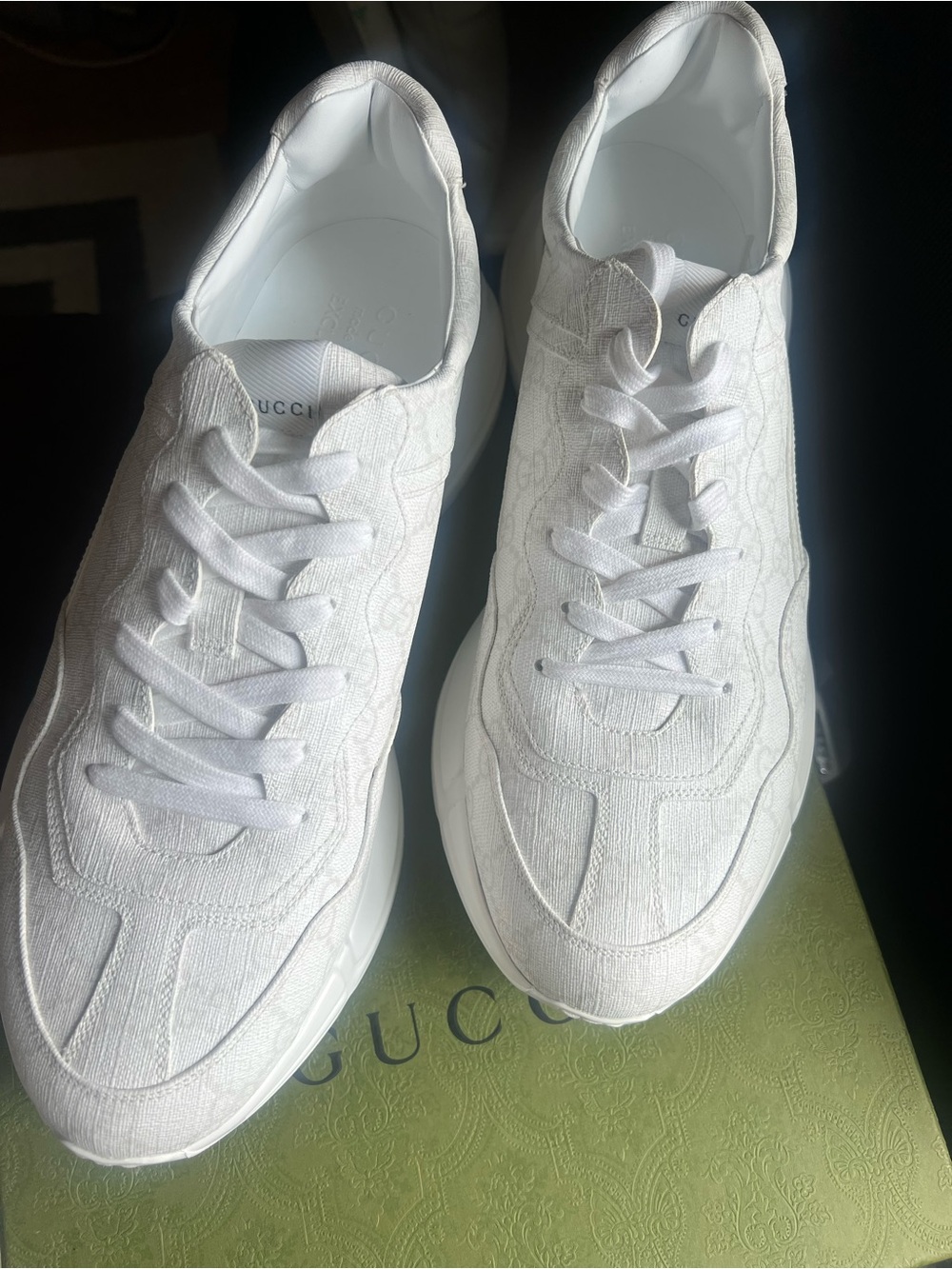 Gucci Men's White Low-Top Monogram Sneakers - Picture 3 of 5